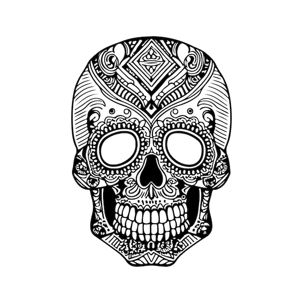 Day of the dead skull drawing