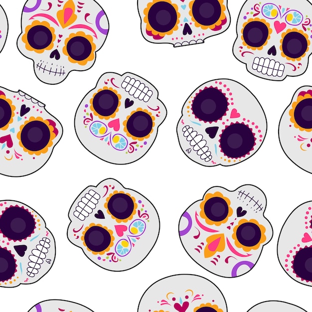 Vector day of the dead skull pattern dia de los muertos print day of the dead and mexican halloween