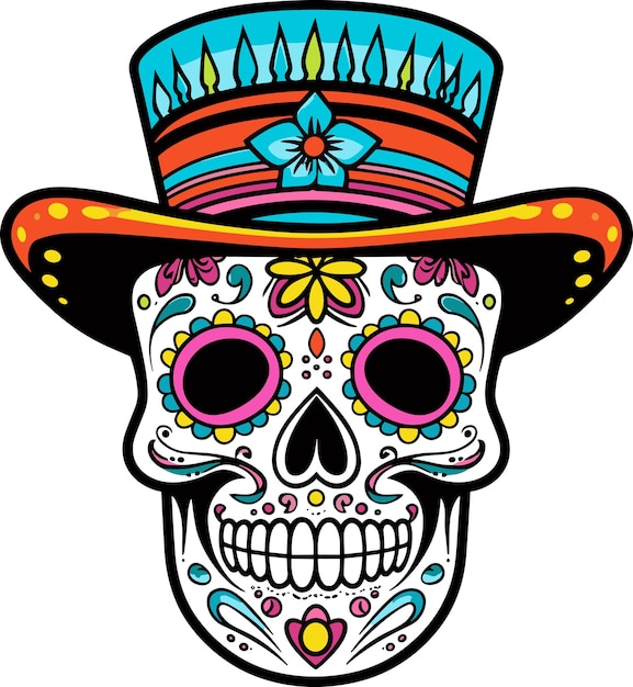 day of the dead skull vector for tshirt design sticker and wall art