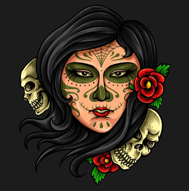 Vector day of the dead sugar skull