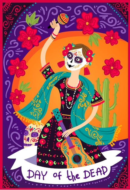 Illustrazione vettoriale del giorno dei morti dia de los muertos