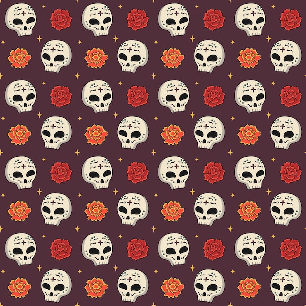 Day of The Dead vector seamless pattern