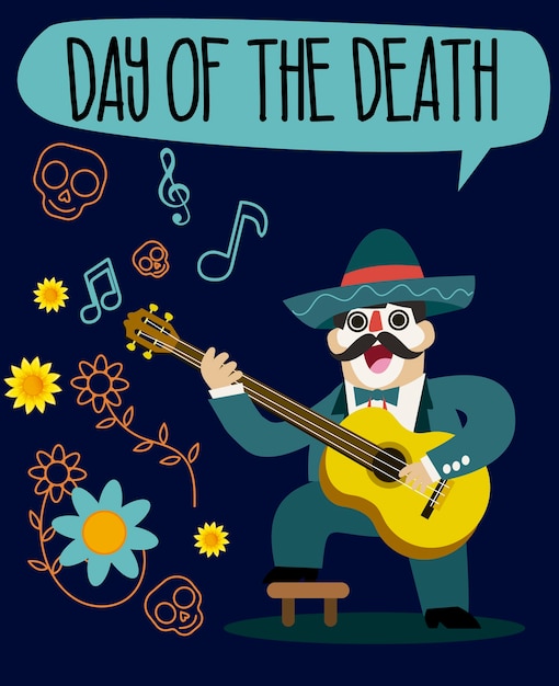 Vector day of the death vector mariachi