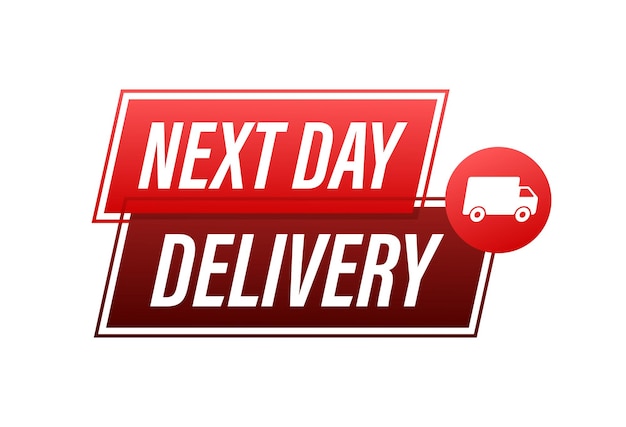 Next day delivery sign label vector stock illustration