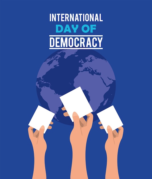 Vector day of democracy lettering postcard