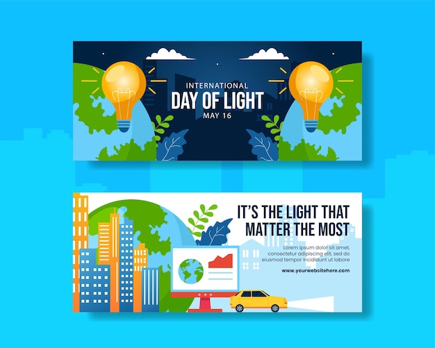 Day of Light Horizontal Banner Flat Cartoon Hand Drawn Templates Background Illustration