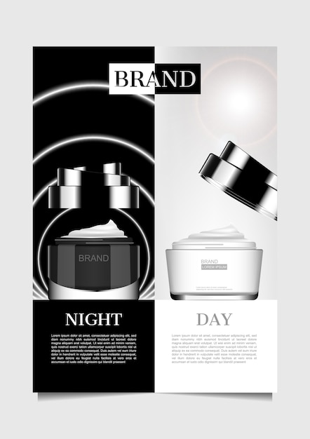 Vector day and night cream with black and white background