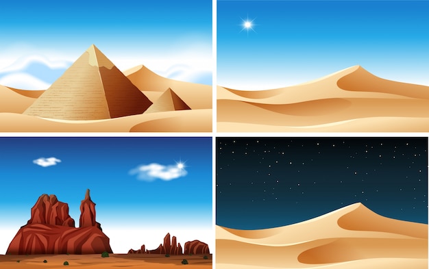 昼と夜の砂漠のシーン