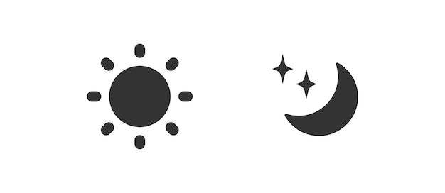 Day and night mode Sun add moon black icon Vector flat isolated