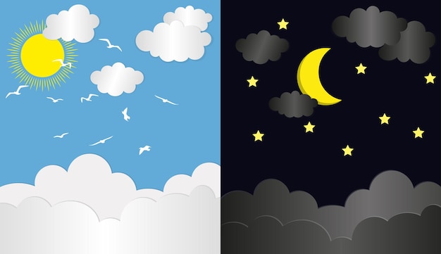 Vector day and night time background abstract vector and illustration