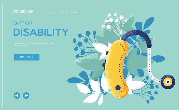 ベクトル 障害者デーのランディングページ