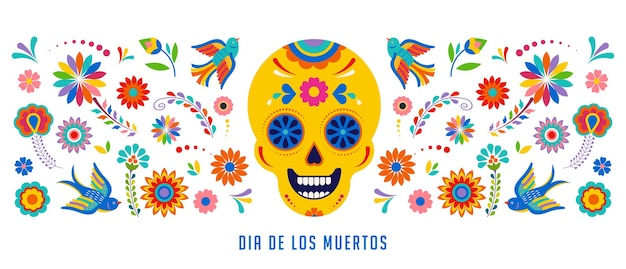 죽은 Dia De Los Muertos 배경 배너 및 인사말 카드의 날