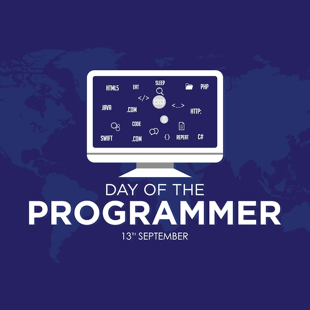 Day of the Programmer template with monitor icon and coding