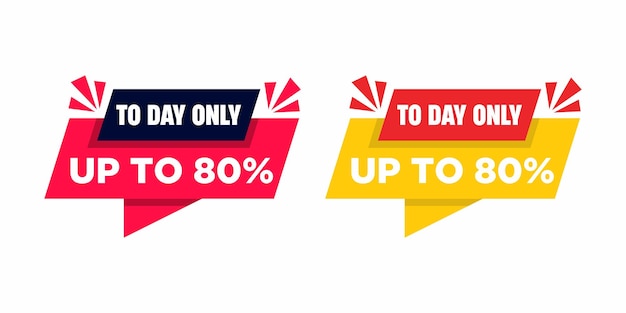 To Day Sale Up To 80 percent Off Origami Speech Bubble Vector Illustration Today Only Sign Set Sale Label Design