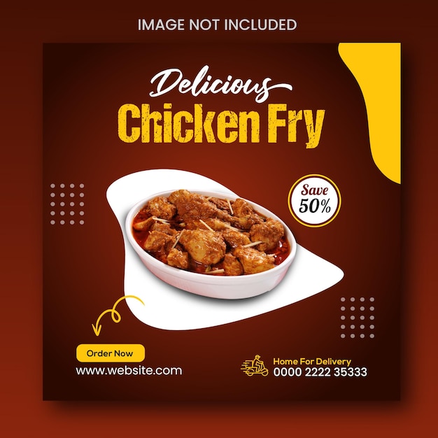 오늘 특별한 치킨 프라이 음식 메뉴 소셜 미디어 포스트 디자인
