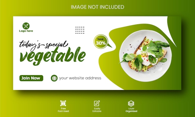 今日の特別なおいしい野菜料理メニュー プロモーション Facebook カバー デザイン