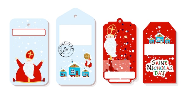 Vector day of st nicholas st nicholas day mikulas sinterklaas eve gift tags