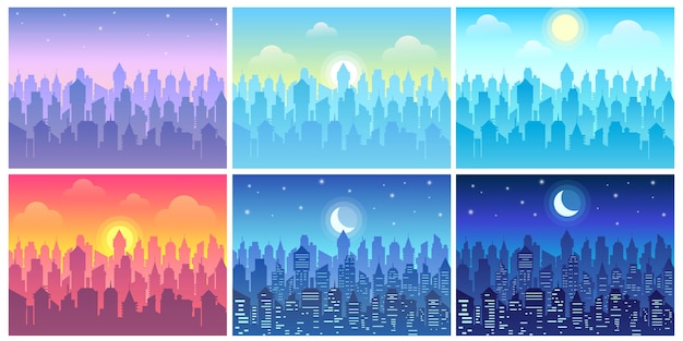 Vector day time cityscape.