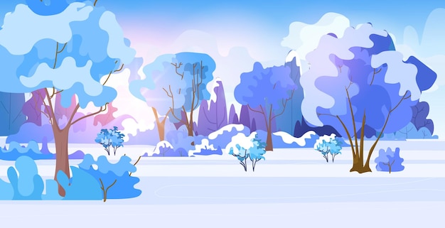 день в зимнем лесу лесной пейзаж белые снежные деревья векторная иллюстрация