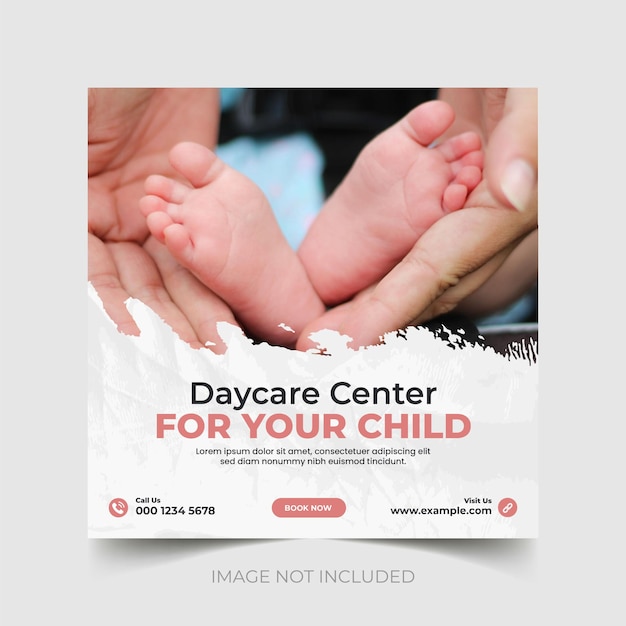 Daycare center social media post or instagram banner template