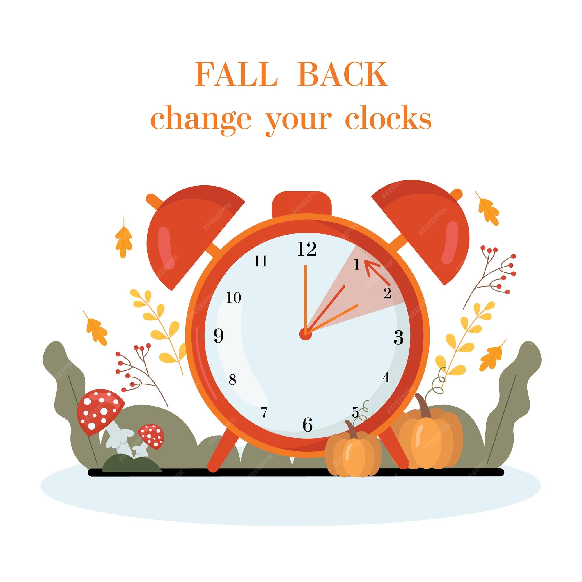 Daylight saving time ends 2023 fall back concept Vector Image