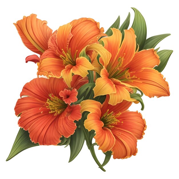 Vector daylilies and orange roses