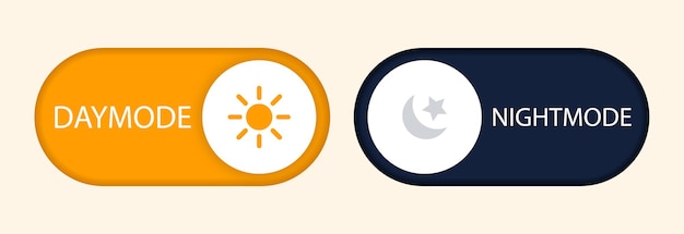 Daymode and nightmode buttons. Toggle on and off day and nigh swich. Vector illustration.