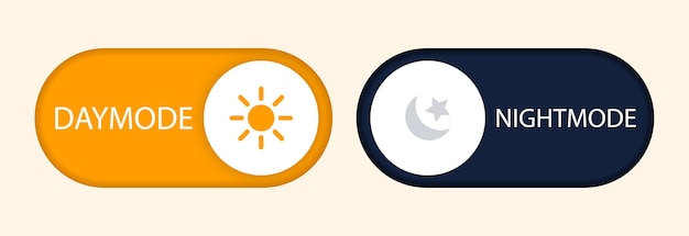 Daymode and nightmode buttons. toggle on and off day and nigh swich. vector illustration.