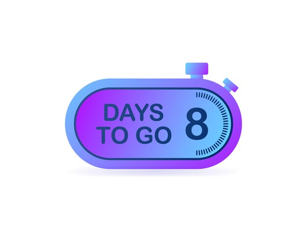 Vector days to go timer flat color 8 days to go vector illustration