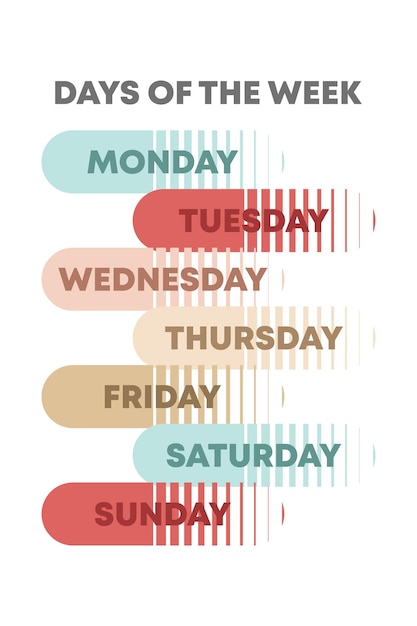 Days of The Week Educational Wall Art Poster