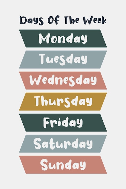 Vector days of the week educational wall art poster