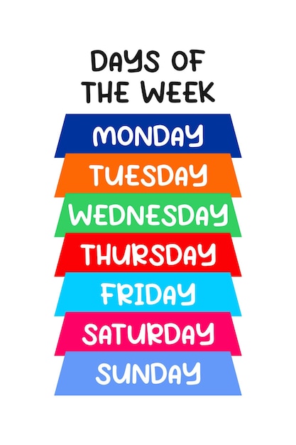 Vector days of the week educational wall art poster