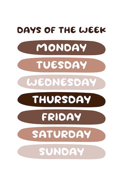 Days of The Week Educational Wall Art Poster