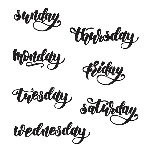 Vector days of the week lettering design