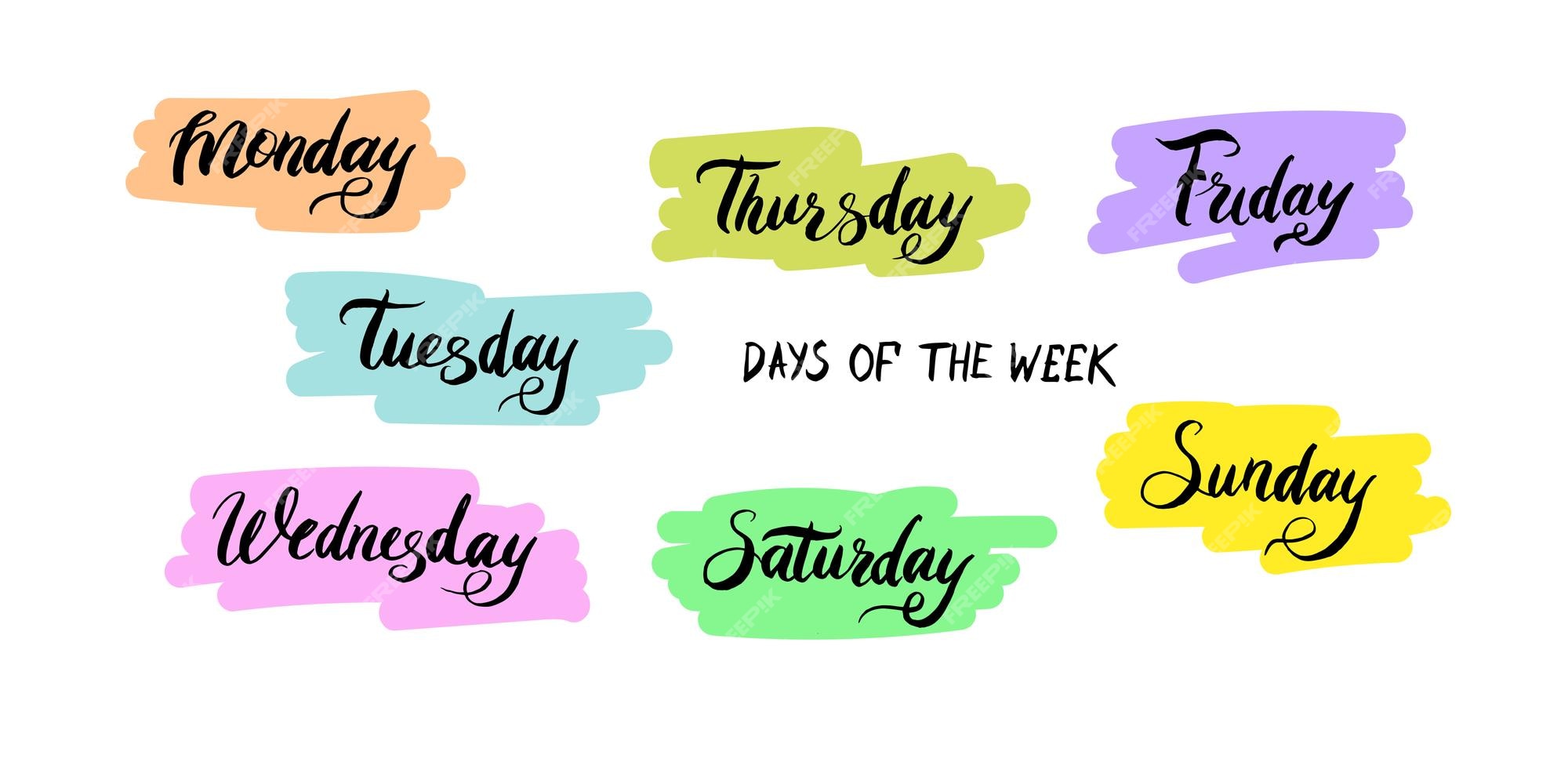 Premium Vector  Days of the week in lettering monday tuesday wednesday  thursday friday saturday sunday