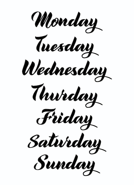 Vector days of the week vector lettering for calendar cards poster and your projects monday tuesday