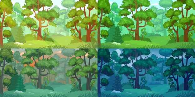 Vector daytimes forest landscape.