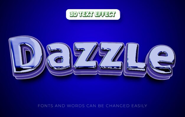 Vector dazzle 3d editable text effect style