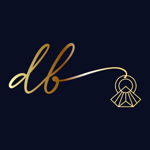 DB eerste logo bruiloft handschrift sieraden logo vector sjabloon