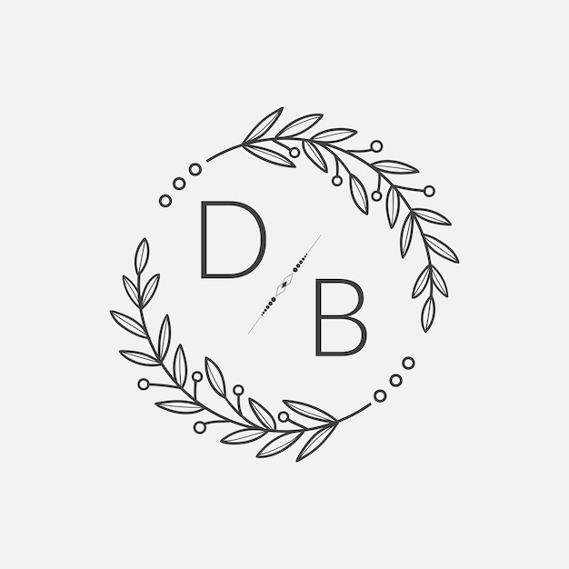 DB initial monogram wedding with creative circle line