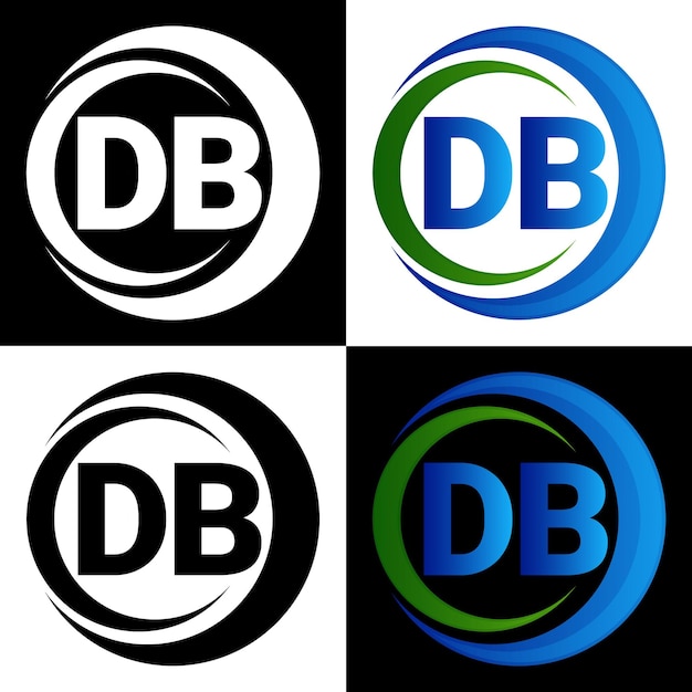 서클 모양의 Db 문자 로고 디자인 Db 서클과 큐브 모양의 Db 육각형  ⁇ 터 L