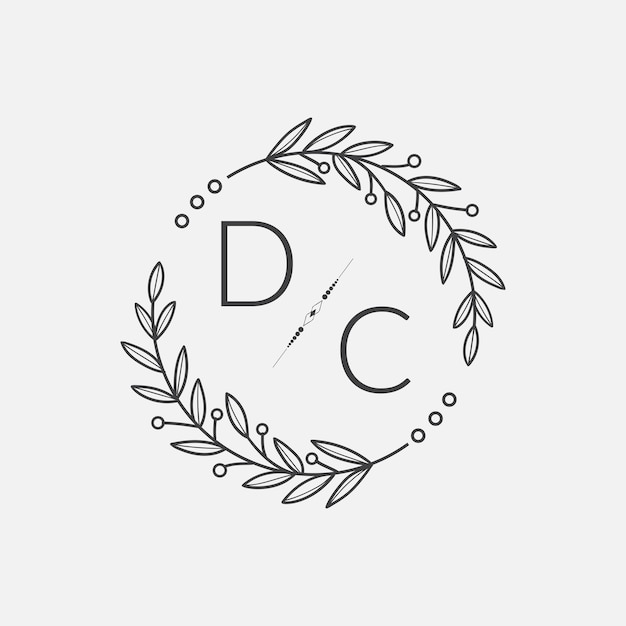 DC initiële monogram bruiloft met creatieve cirkellijn