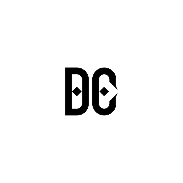 Вектор Монограмма dc дизайн логотипа буква текст имя символ монохромный логотип алфавит персонаж простой логотип