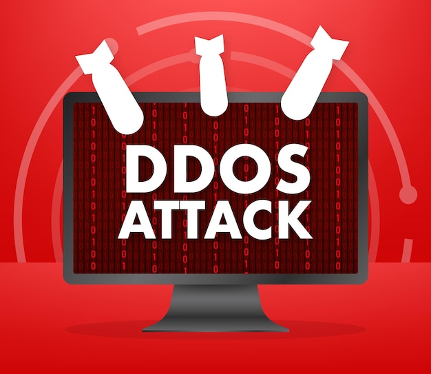 DDOS 공격 해커 폭탄 서비스 거부 벡터 재고 일러스트