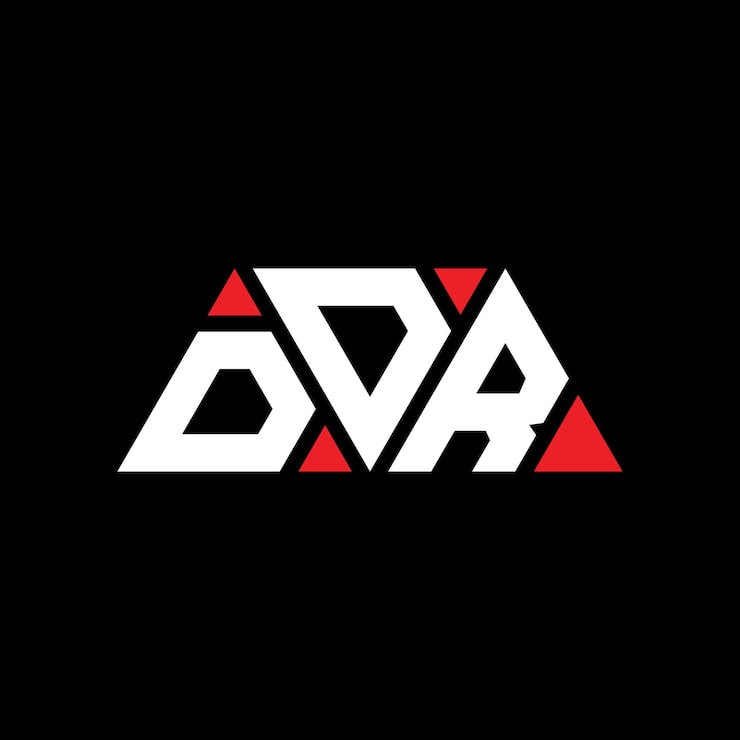 Vector 삼각형 모양의 ddr 삼각형 로고 디자인, 모노그램, 빨간색의 ddr 세각형 터 로고 템플릿, 단순하고 우아하고 고급스러운 ddr 로고