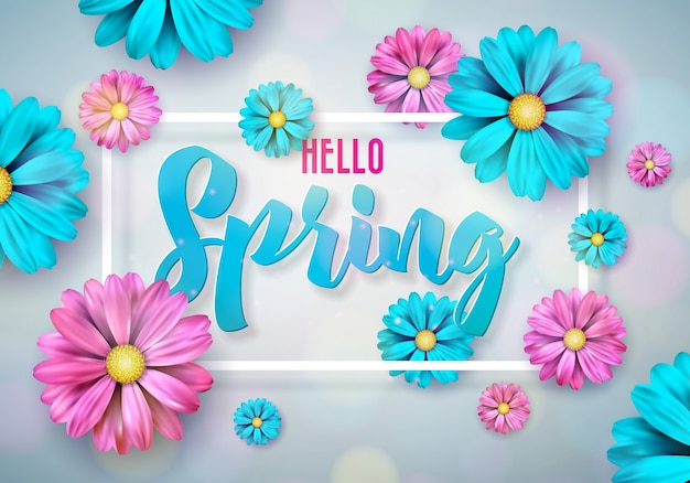 De aardontwerp van de lente met mooie kleurrijke bloem op schone achtergrond