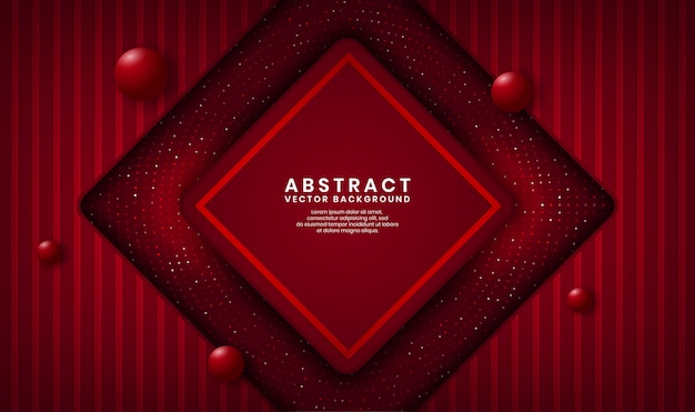 De abstracte 3d rode achtergrond van de ruitluxe overlappingslaag op donkere ruimte met punten schittert en houten geweven vorm