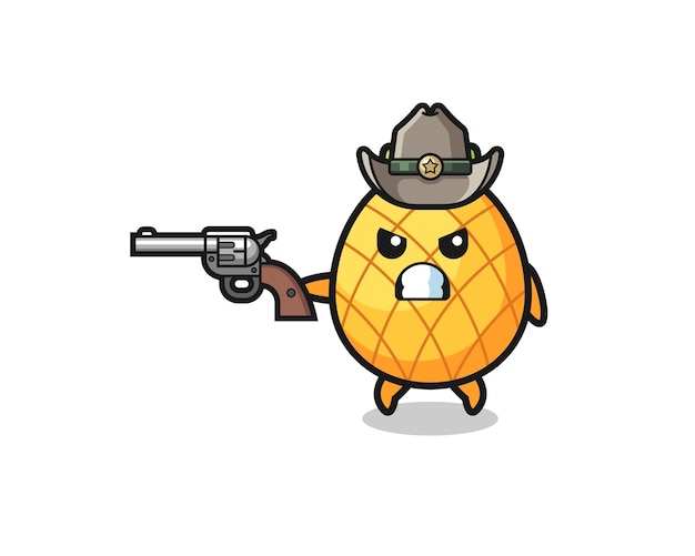 De ananascowboy die met een pistool schiet