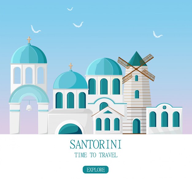 De architectuurvoorgevels van santorini griekenland