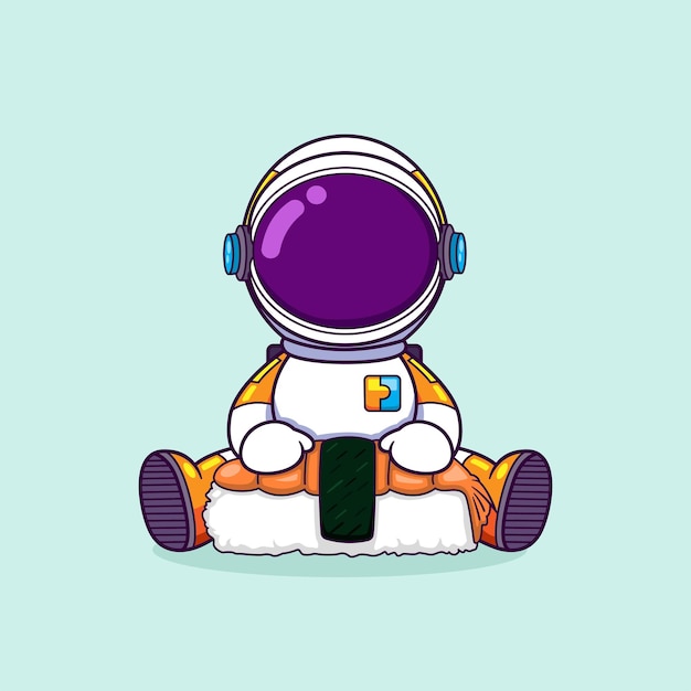 De astronaut heeft zo'n honger en heeft een medium sushi bij de hand